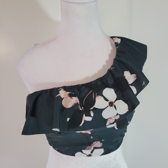 ALBION Size	M Orchid Icon Wave Swim Crop Top One Shoulder Ruffle Layer Feminine - Picture 8 of 11